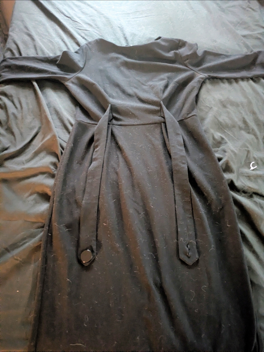 Bettie Page Black Long Sleeve Belted Dress